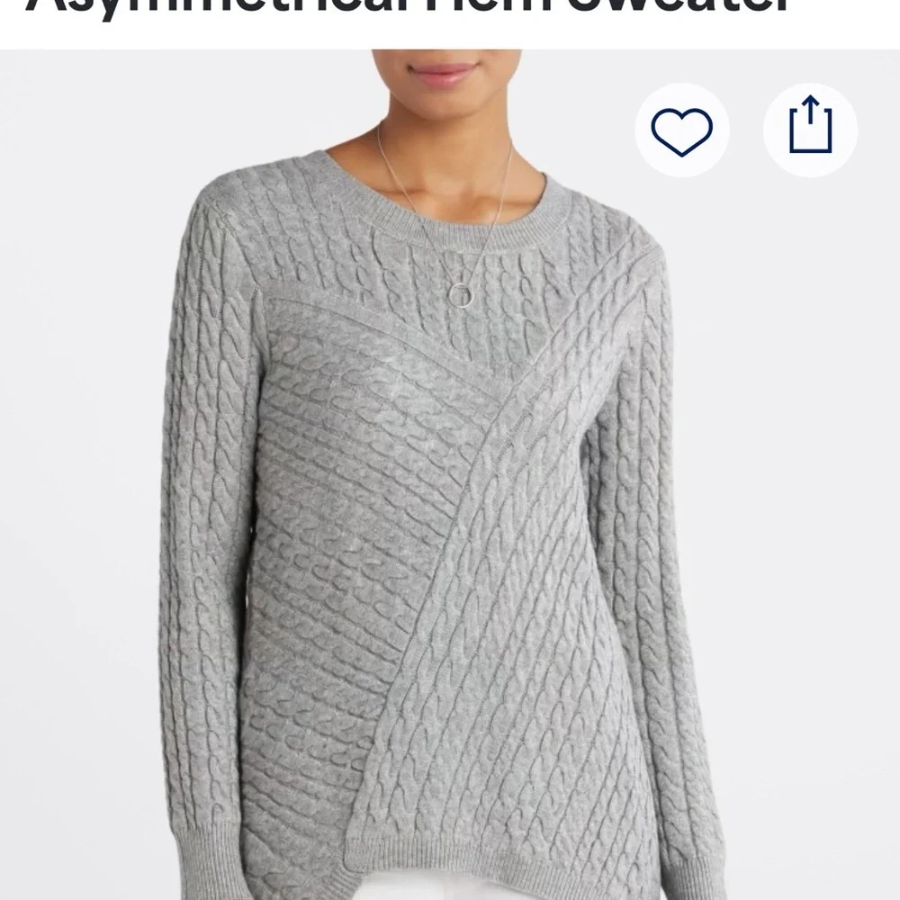 Grey Evolution by Cyrus Aneesa asymmetrical hem sweater.  Women’s size Medium - Picture 3 of 13